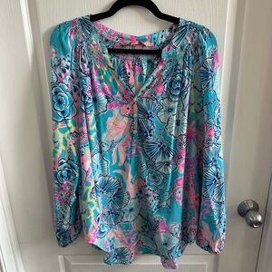 Lilly Pulitzer Floral Print Women's Top - Blue and Pink